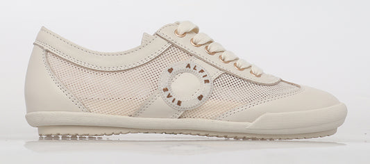 Alfie & Evie- Jamie Cream Leather/Mesh Sneaker